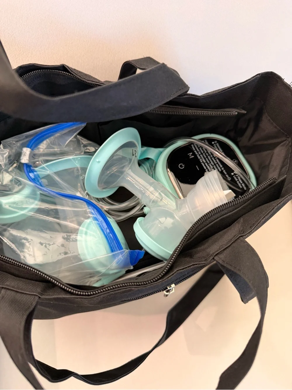 Portable Black Storage Tote with Mint Organizer Inserts